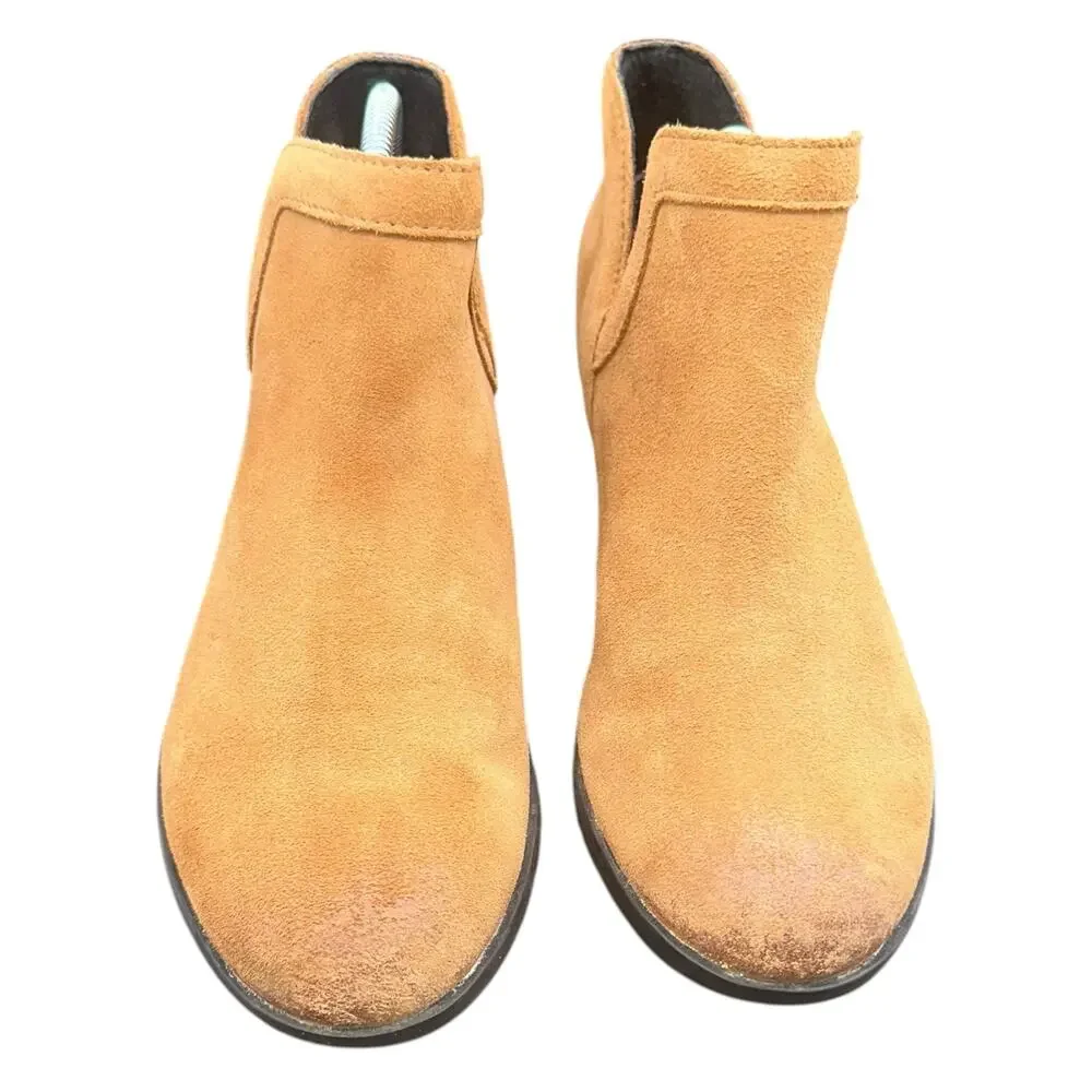 Sorel Emelie Chelsea Camel Suede Ankle Boots Size 8 Waterproof Leather Booties